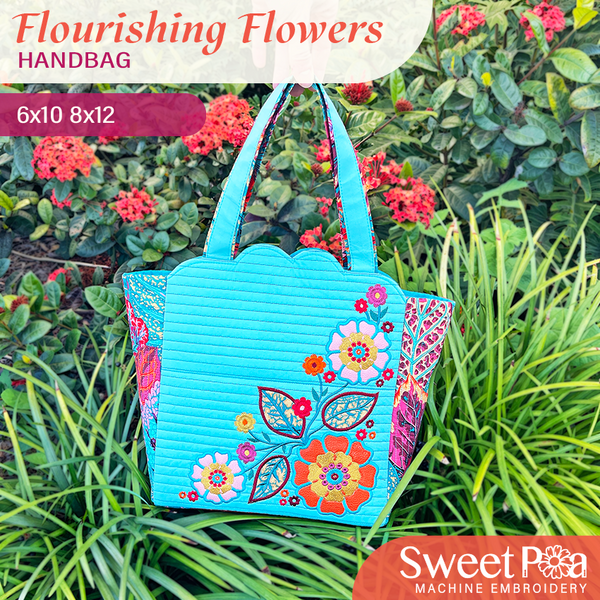Flourishing Flowers Bag 6x10 8x12 ITH machine embroidery design Flourishing Flowers Bag 6x10 8x12 ITH machine embroidery design