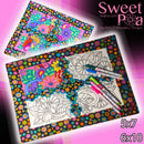 Flower colouring in placemat 5x7 and 6x10 - Sweet Pea