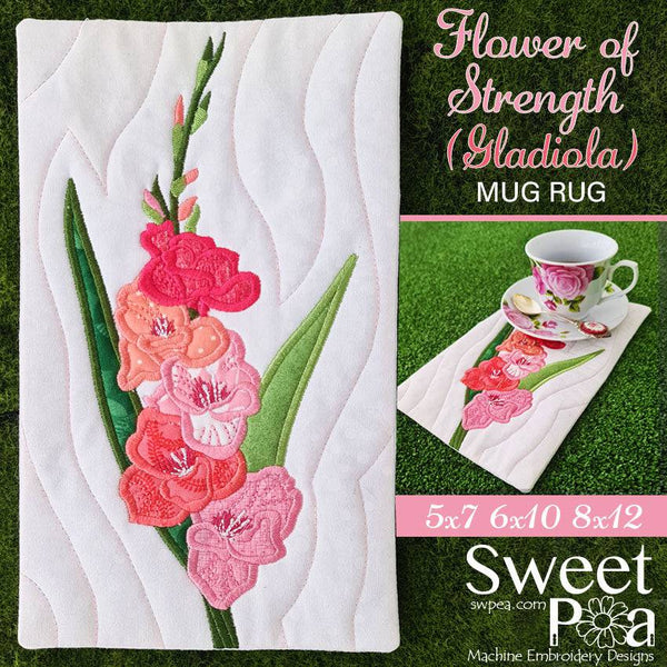 Flower of Strength (Gladiola Lily ) Mug Rug 5x7 6x10 8x12 - Sweet Pea