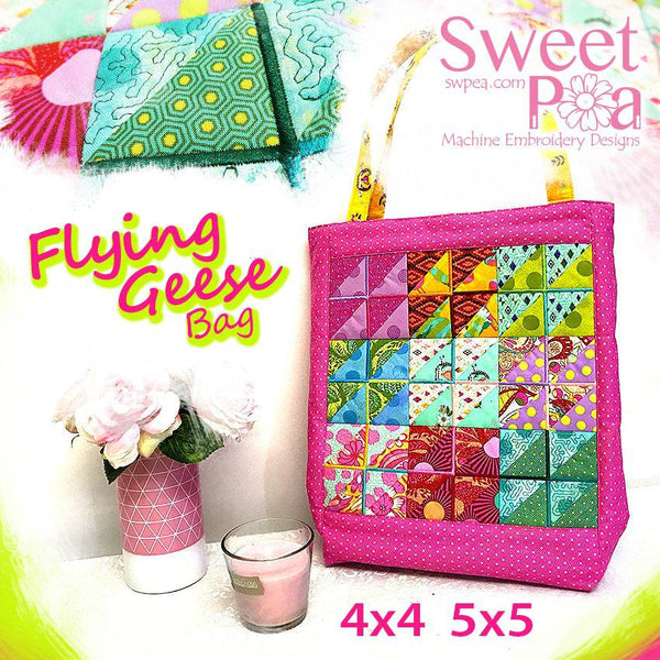 Flying Geese Tote Bag 4x4 5x5 - Sweet Pea