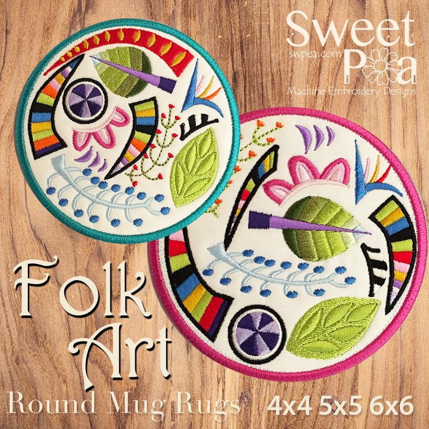 Folk Art Mug Rugs Round 4x4 5x5 6x6 - Sweet Pea Australia In the hoop machine embroidery designs. in the hoop project, in the hoop embroidery designs, craft in the hoop project, diy in the hoop project, diy craft in the hoop project, in the hoop embroidery patterns, design in the hoop patterns, embroidery designs for in the hoop embroidery projects, best in the hoop machine embroidery designs perfect for all hoops and embroidery machines