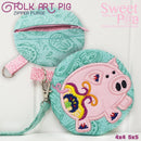 Folk Art Pig Purse 4x4 5x5 - Sweet Pea