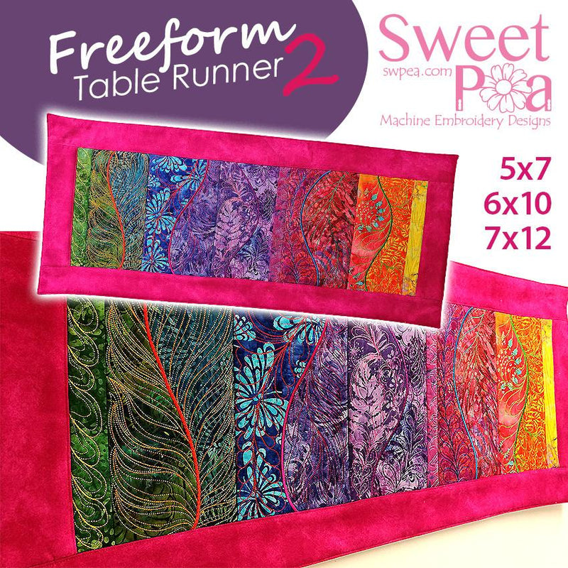 ITH Machine Embroidery Design - Freeform Table Runner