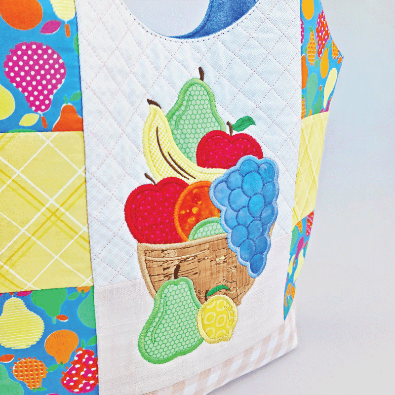 Fruit Bowl Grocery Shopping Bag 5x7 6x10 7x12 - Sweet Pea In The Hoop Machine Embroidery Design