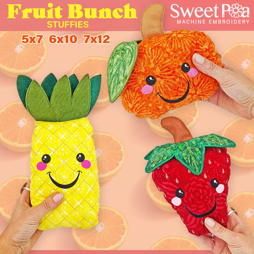 Fruit Bunch Stuffies 5x7 6x10 7x12 - Sweet Pea Australia In the hoop machine embroidery designs. in the hoop project, in the hoop embroidery designs, craft in the hoop project, diy in the hoop project, diy craft in the hoop project, in the hoop embroidery patterns, design in the hoop patterns, embroidery designs for in the hoop embroidery projects, best in the hoop machine embroidery designs perfect for all hoops and embroidery machines