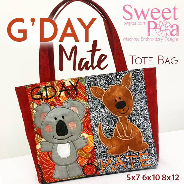 G'day Mate Tote Bag 5x7 6x10 8x12 - Sweet Pea