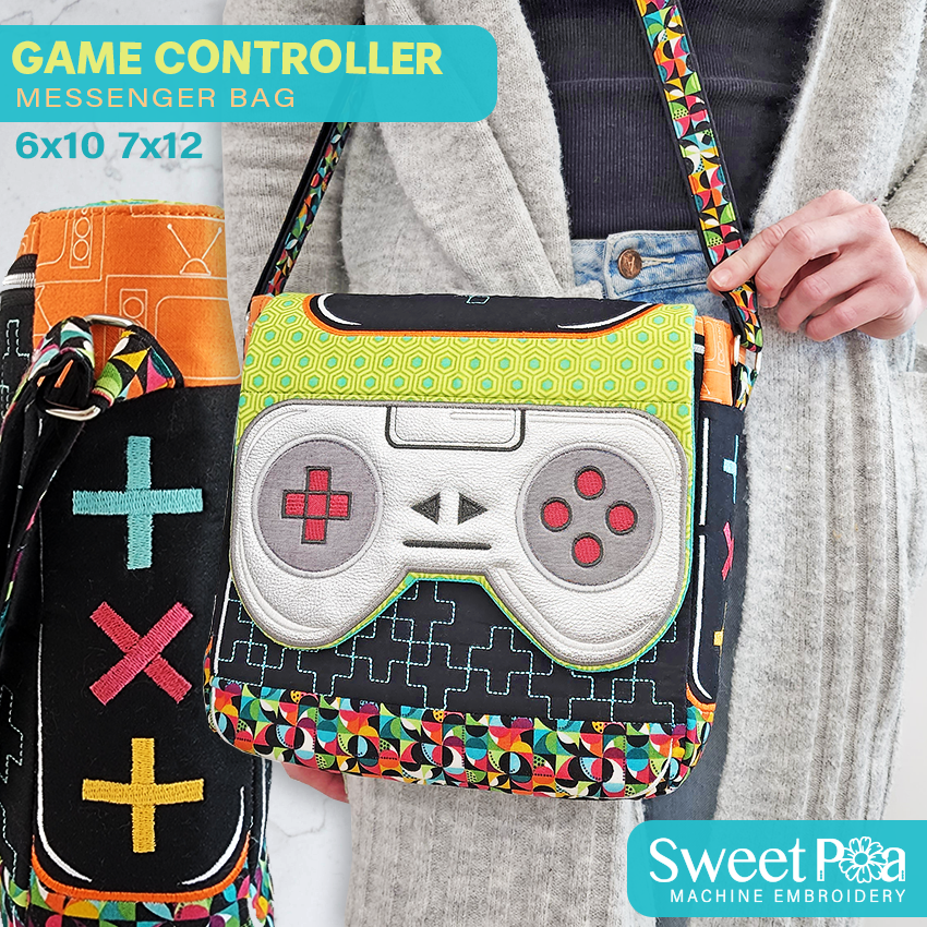 Game Controller Messenger Bag 6x10 7x12 In the hoop machine embroidery designs