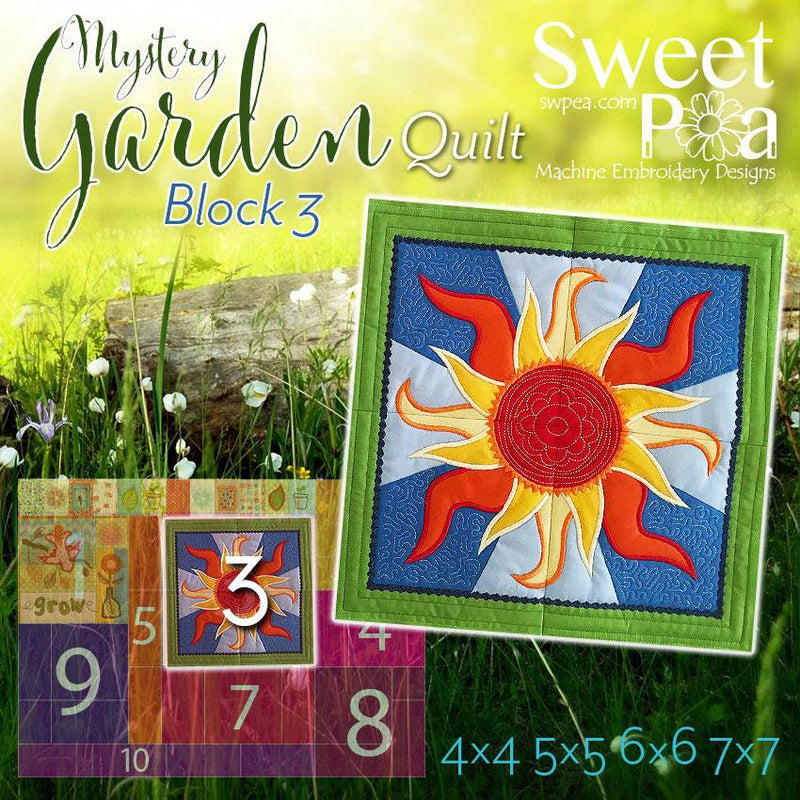 Mystery Garden BOM Sew Along Quilt Block 3 - Sweet Pea