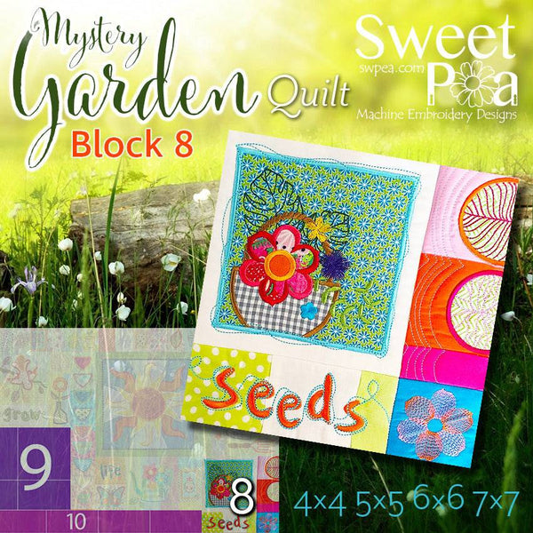 Mystery Garden BOM Sew Along Quilt Block 8 - Sweet Pea