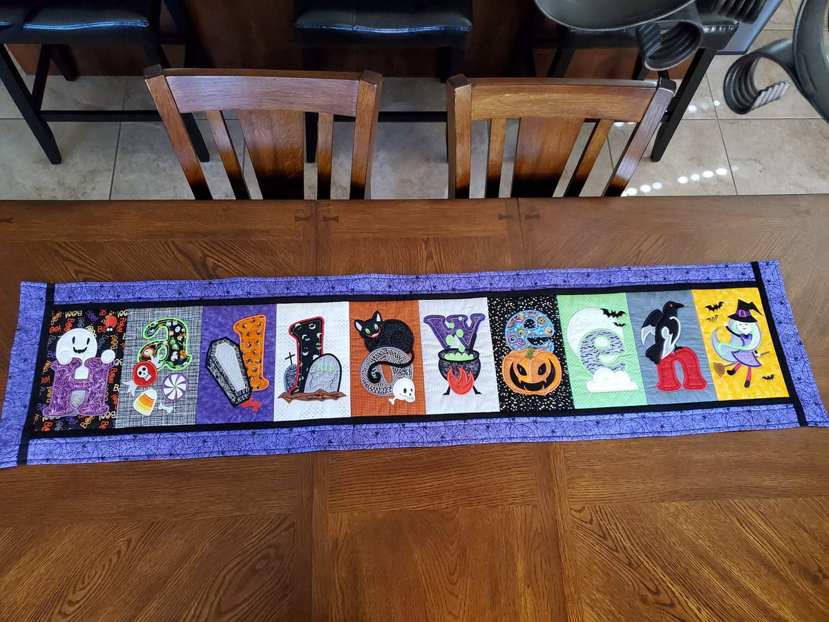 Embroidery Design ITH - Halloween Flag or Table Runner