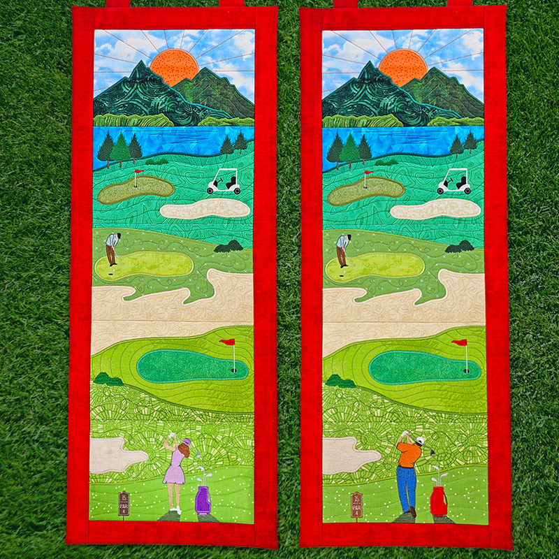 male and female golf hangers