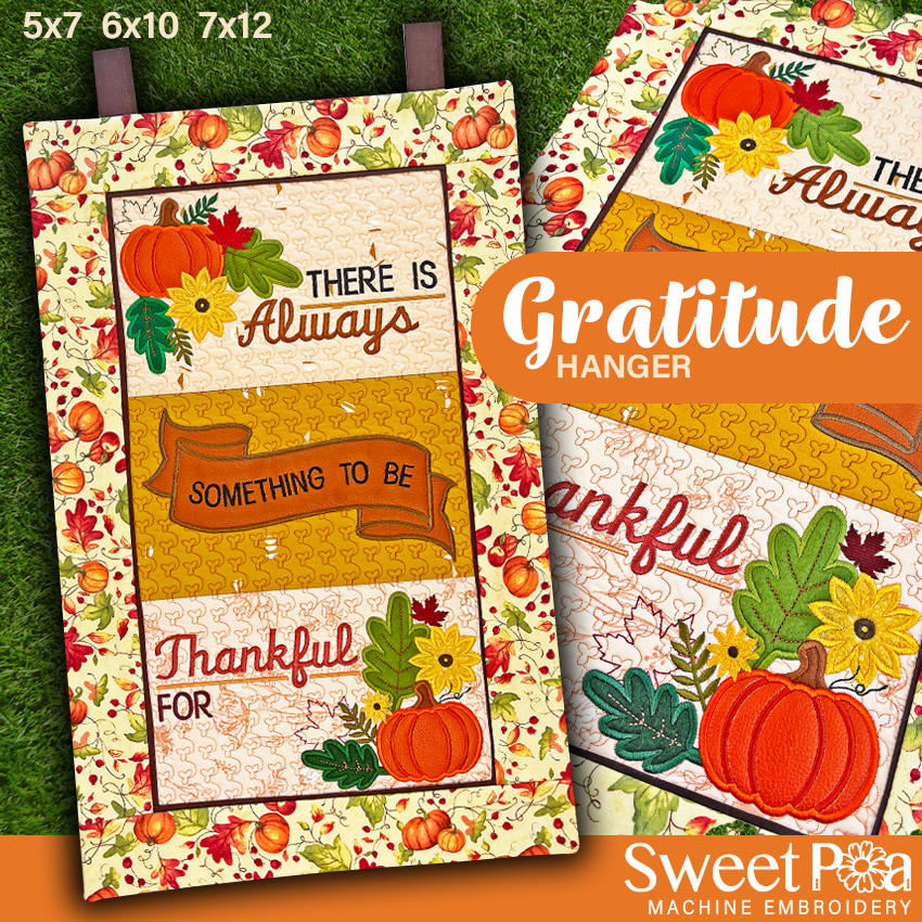 Gratitude Hanger ITH Machine Embroidery Design