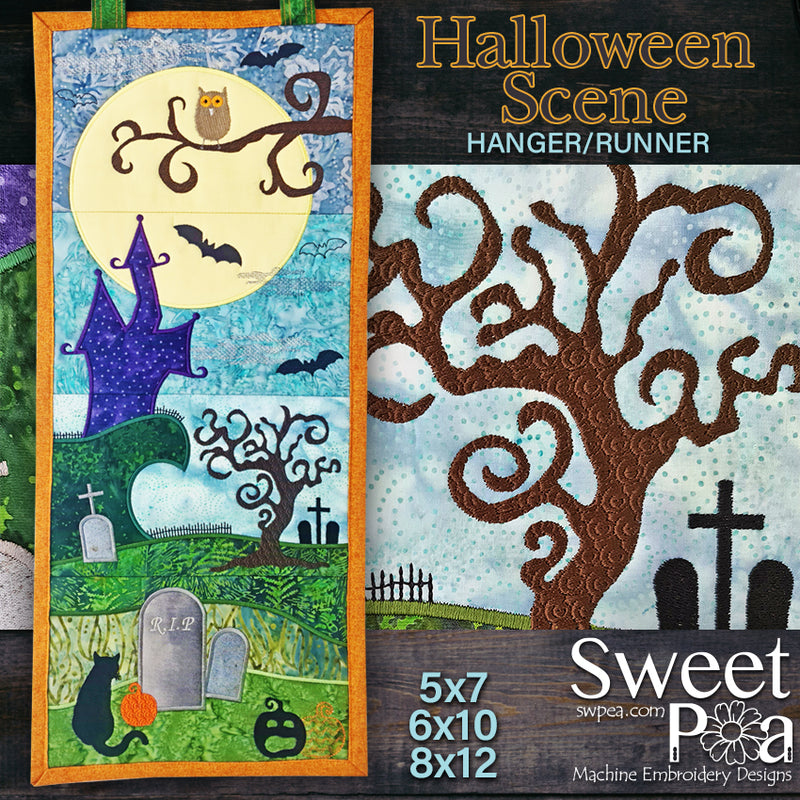 Halloween Scene Hanger or Runner 5x7 6x10 8x12 | Sweet Pea.