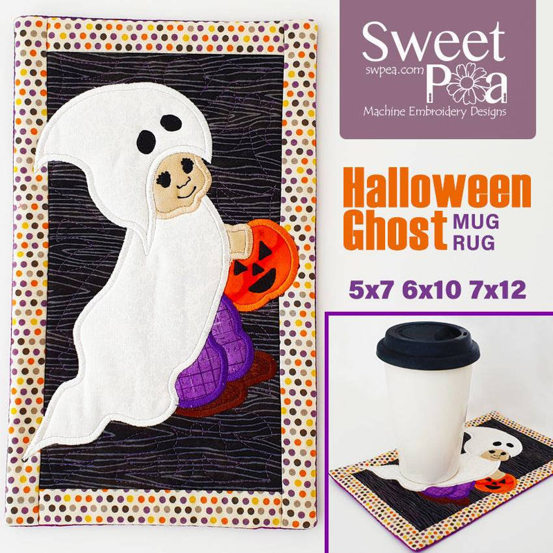 Halloween Ghost Mugrug 5x7 6x10 7x12 - Sweet Pea