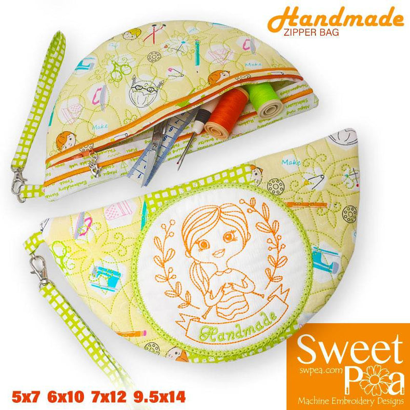 Handmade Zipper Bag 6x10 7x12 9.5x14 - Sweet Pea