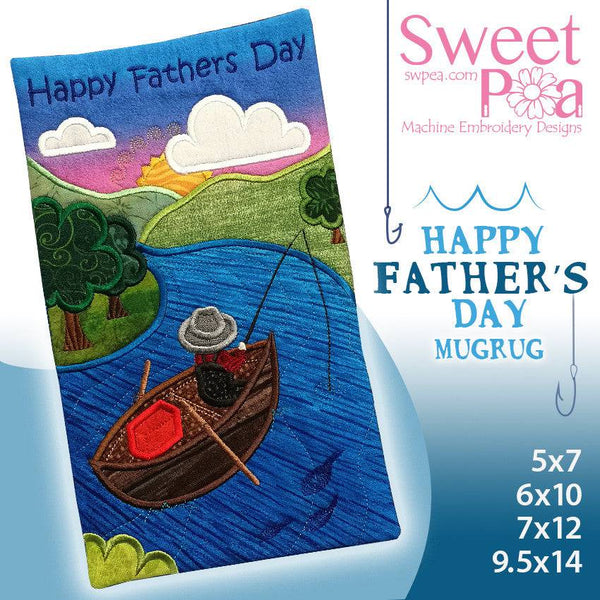 Happy Father's Day mugrug 5x7 6x10 7x12 9.5x14 - Sweet Pea