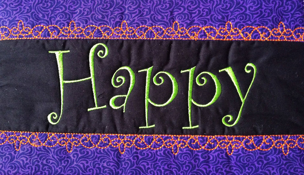 Halloween Witch Table Runner Machine Embroidery Design