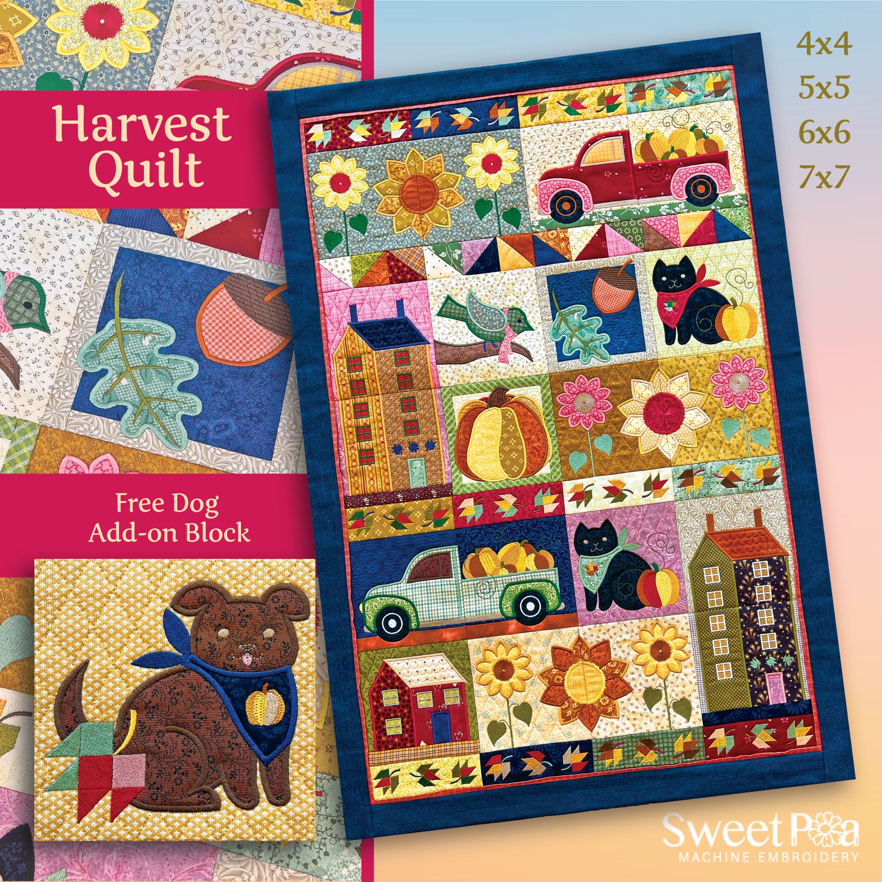 Harvest Quilt Set 4x4 5x5 6x6 7x7 In the hoop machine embroidery designs