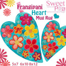 Frangipani Heart Mug Rug 5x7 6x10 8x12 - Sweet Pea