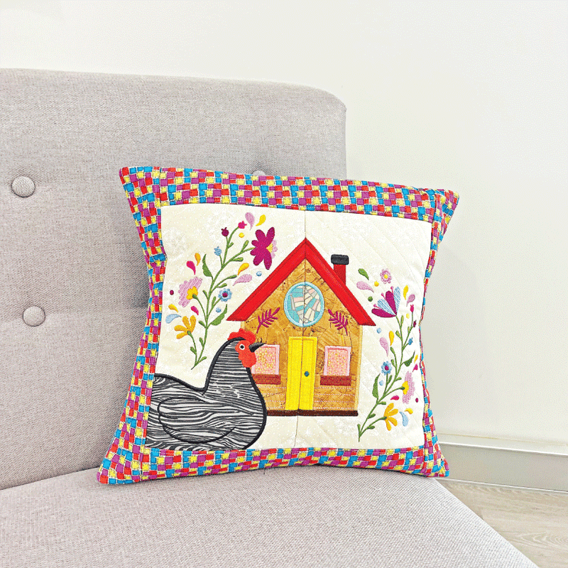Hen House Cushion 5x7 6x10 7x12 - Sweet Pea In The Hoop Machine Embroidery Design