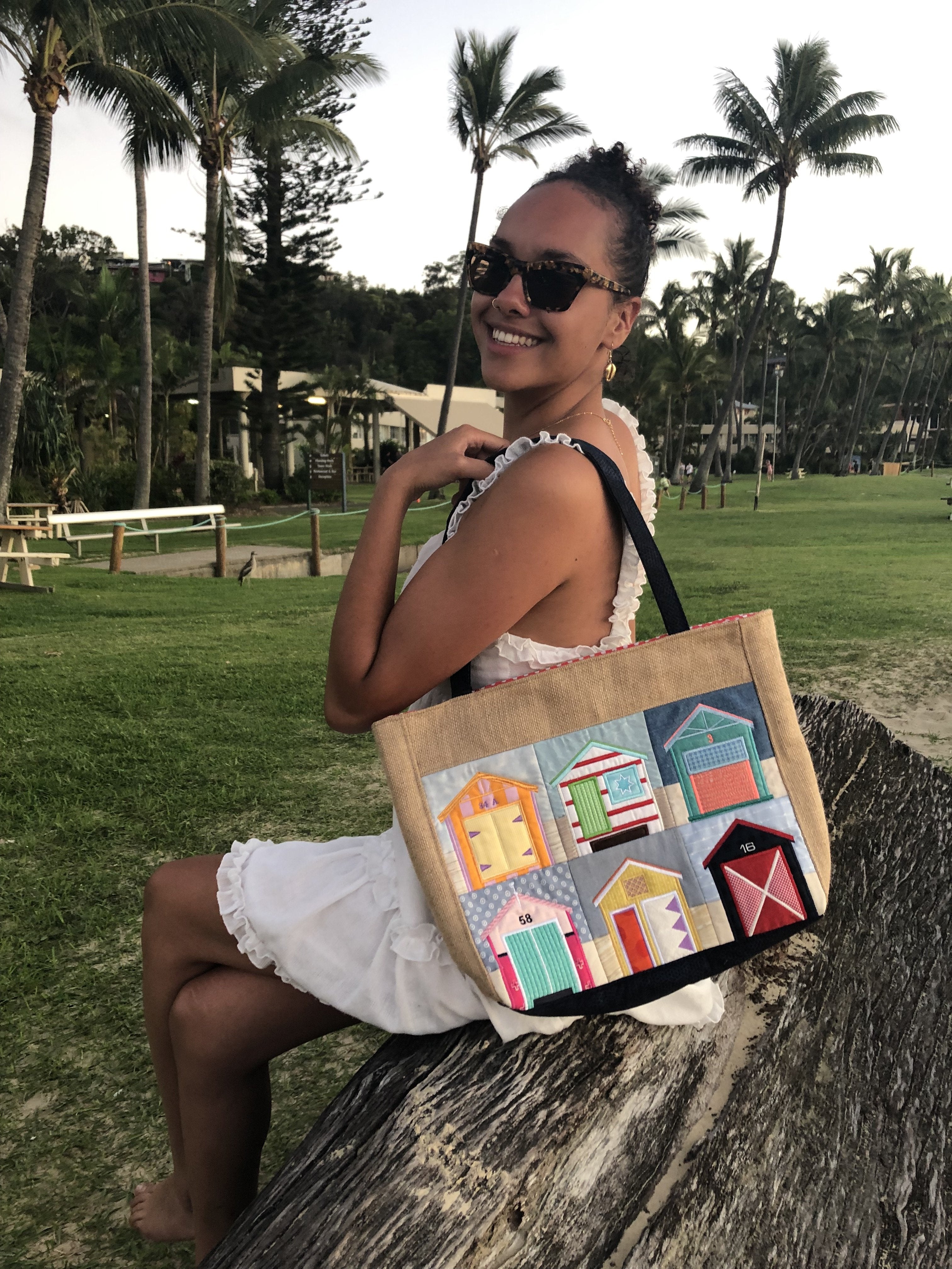 Beach Hut Tote Bag 4x4 5x5 6x6