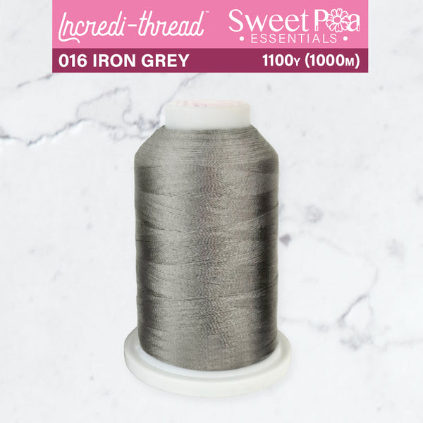 Incredi-Thread™ Spool  - 016 IRON GREY - Sweet Pea In The Hoop Machine Embroidery Design