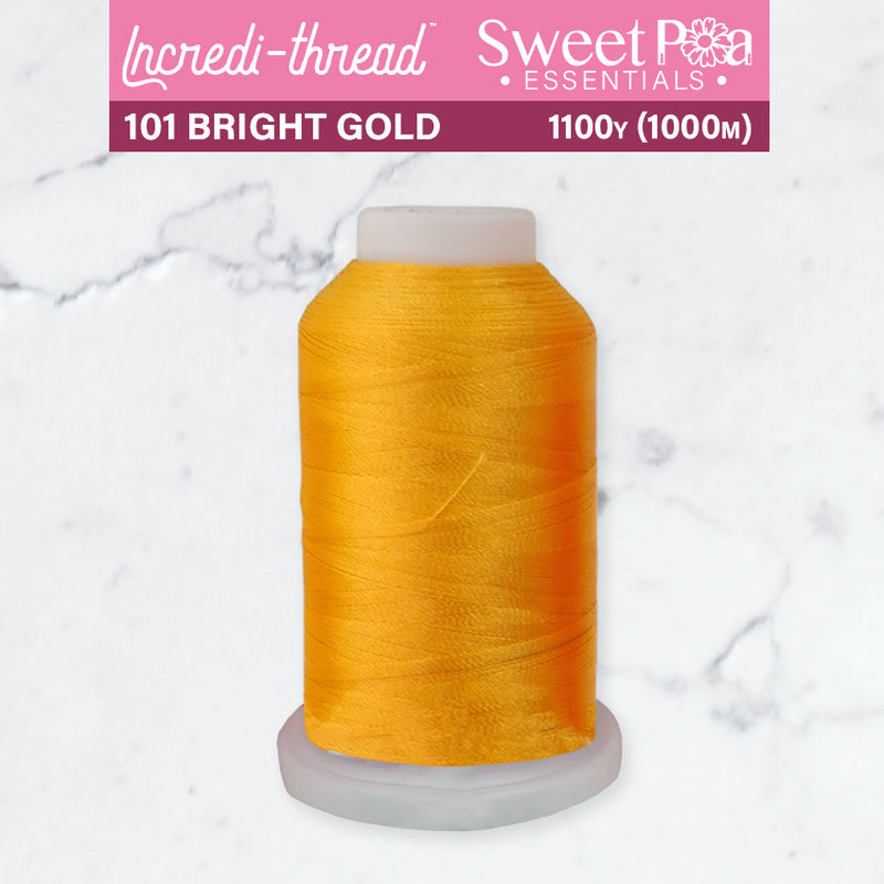 Incredi-Thread™ Spool  - 101 BRIGHT GOLD - Sweet Pea In The Hoop Machine Embroidery Design