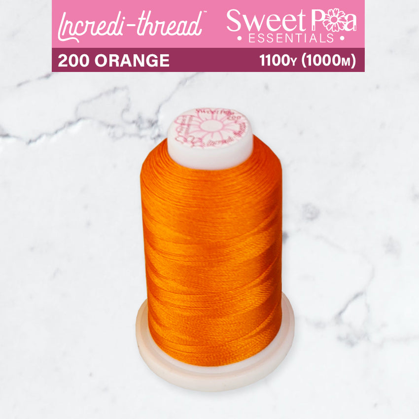 Incredi-Thread™ Spool  - 200 ORANGE - Sweet Pea Australia In the hoop machine embroidery designs. in the hoop project, in the hoop embroidery designs, craft in the hoop project, diy in the hoop project, diy craft in the hoop project, in the hoop embroidery patterns, design in the hoop patterns, embroidery designs for in the hoop embroidery projects, best in the hoop machine embroidery designs perfect for all hoops and embroidery machines