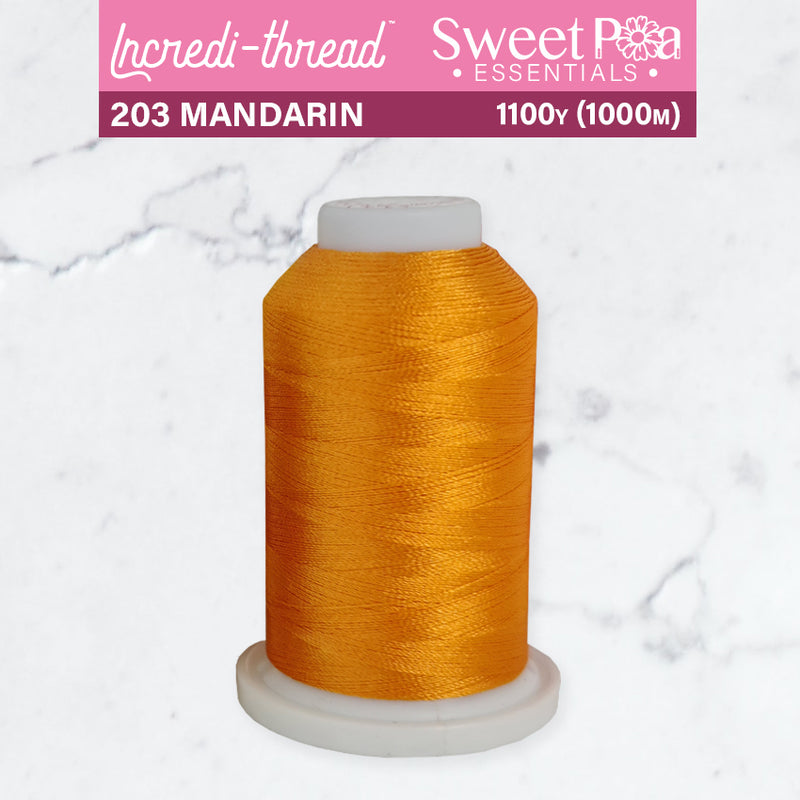 Incredi-Thread™ Spool  - 203 MANDARIN - Sweet Pea In The Hoop Machine Embroidery Design