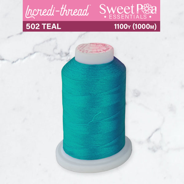 Incredi-Thread™ Spool  - 502 TEAL - Sweet Pea In The Hoop Machine Embroidery Design