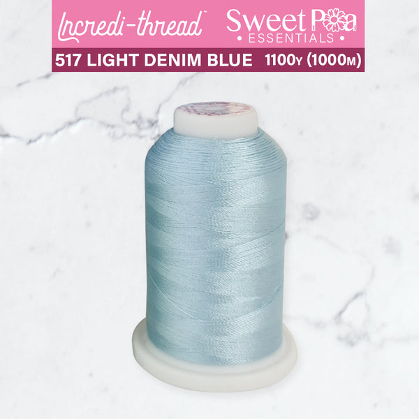 Incredi-Thread™ Spool  - 517 LIGHT DENIM BLUE - Sweet Pea In The Hoop Machine Embroidery Design