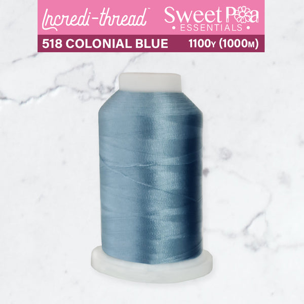 Incredi-Thread™ Spool  - 518 COLONIAL BLUE - Sweet Pea In The Hoop Machine Embroidery Design