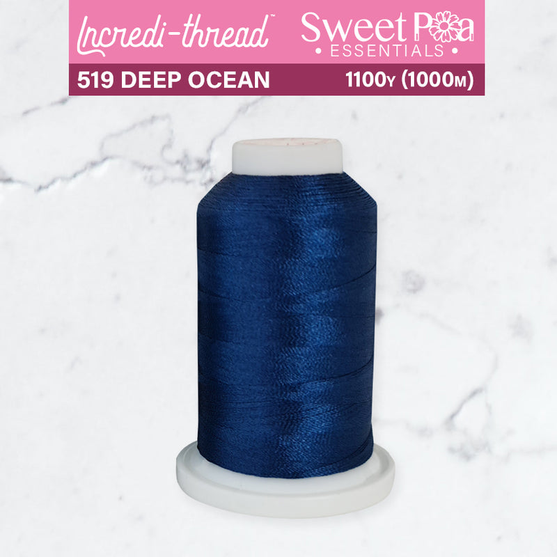 Incredi-Thread™ Spool  - 519 DEEP OCEAN - Sweet Pea In The Hoop Machine Embroidery Design