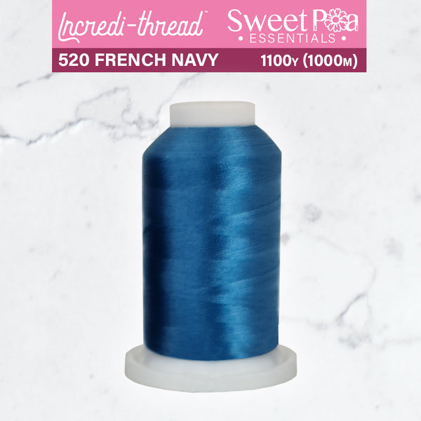 Incredi-Thread™ Spool  - 520 FRENCH NAVY - Sweet Pea In The Hoop Machine Embroidery Design