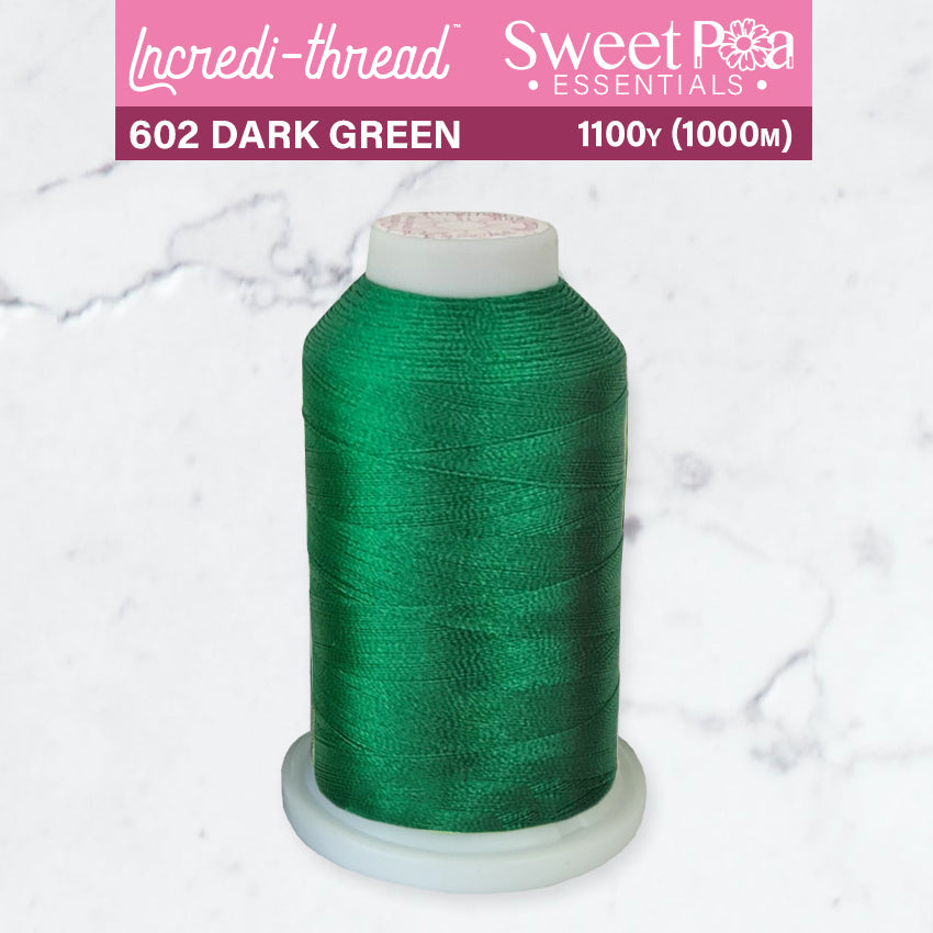 Incredi-Thread™ Spool  - 602 DARK GREEN - Sweet Pea Australia In the hoop machine embroidery designs. in the hoop project, in the hoop embroidery designs, craft in the hoop project, diy in the hoop project, diy craft in the hoop project, in the hoop embroidery patterns, design in the hoop patterns, embroidery designs for in the hoop embroidery projects, best in the hoop machine embroidery designs perfect for all hoops and embroidery machines