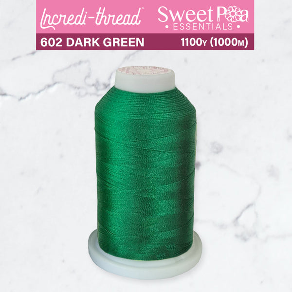 Incredi-Thread™ Spool  - 602 DARK GREEN - Sweet Pea In The Hoop Machine Embroidery Design