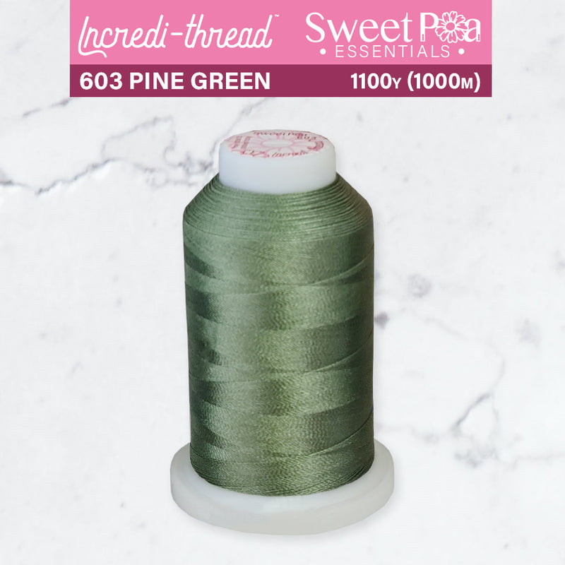Incredi-Thread™ Spool  - 603 PINE GREEN - Sweet Pea In The Hoop Machine Embroidery Design