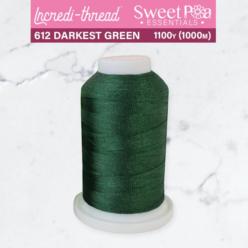 Incredi-Thread™ Spool  - 612 DARKEST GREEN - Sweet Pea In The Hoop Machine Embroidery Design