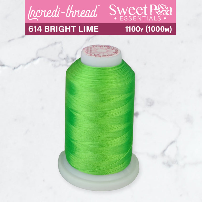 Incredi-Thread™ Spool  - 614 BRIGHT LIME - Sweet Pea In The Hoop Machine Embroidery Design