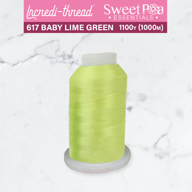 Incredi-Thread™ Spool  - 617 BABY LIME GREEN - Sweet Pea In The Hoop Machine Embroidery Design