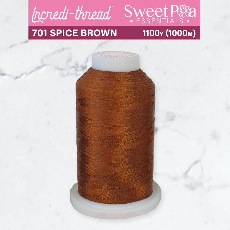 Incredi-Thread™ Spool  - 701 SPICE BROWN - Sweet Pea In The Hoop Machine Embroidery Design