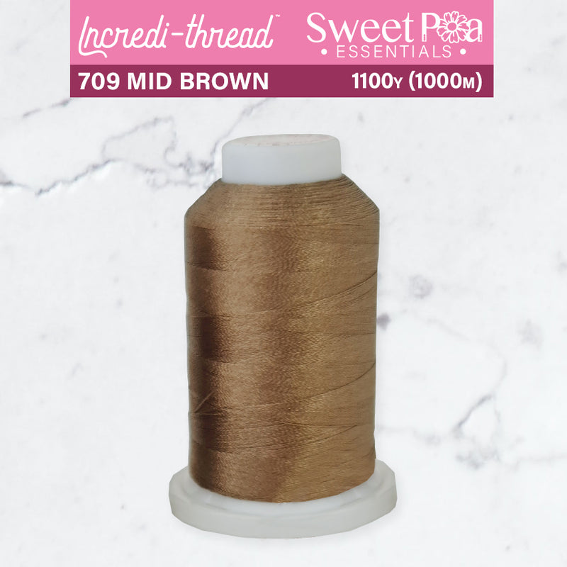 Incredi-Thread™ Spool  - 709 MID BROWN - Sweet Pea In The Hoop Machine Embroidery Design