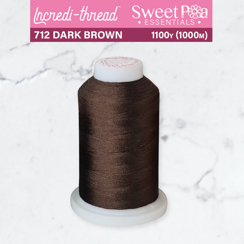 Incredi-Thread™ Spool  - 712 DARK BROWN - Sweet Pea In The Hoop Machine Embroidery Design