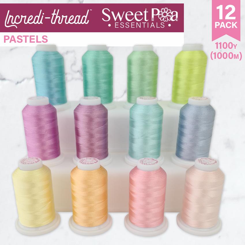 Incredi-thread™ 1000M/1100YDS 12 Pack - Pastels - Sweet Pea Australia In the hoop machine embroidery designs. in the hoop project, in the hoop embroidery designs, craft in the hoop project, diy in the hoop project, diy craft in the hoop project, in the hoop embroidery patterns, design in the hoop patterns, embroidery designs for in the hoop embroidery projects, best in the hoop machine embroidery designs perfect for all hoops and embroidery machines