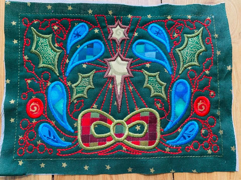 BOW Christmas Wonder Mystery Quilt Block 5 - Sweet Pea Australia In the hoop machine embroidery designs. in the hoop project, in the hoop embroidery designs, craft in the hoop project, diy in the hoop project, diy craft in the hoop project, in the hoop embroidery patterns, design in the hoop patterns, embroidery designs for in the hoop embroidery projects, best in the hoop machine embroidery designs perfect for all hoops and embroidery machines