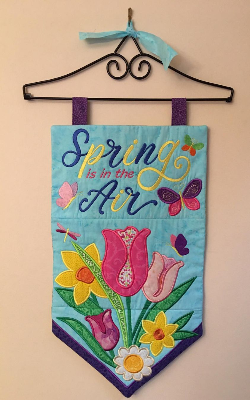 Spring is in the Air Flag 5x7 6x10 7x12 In the hoop machine embroidery designs