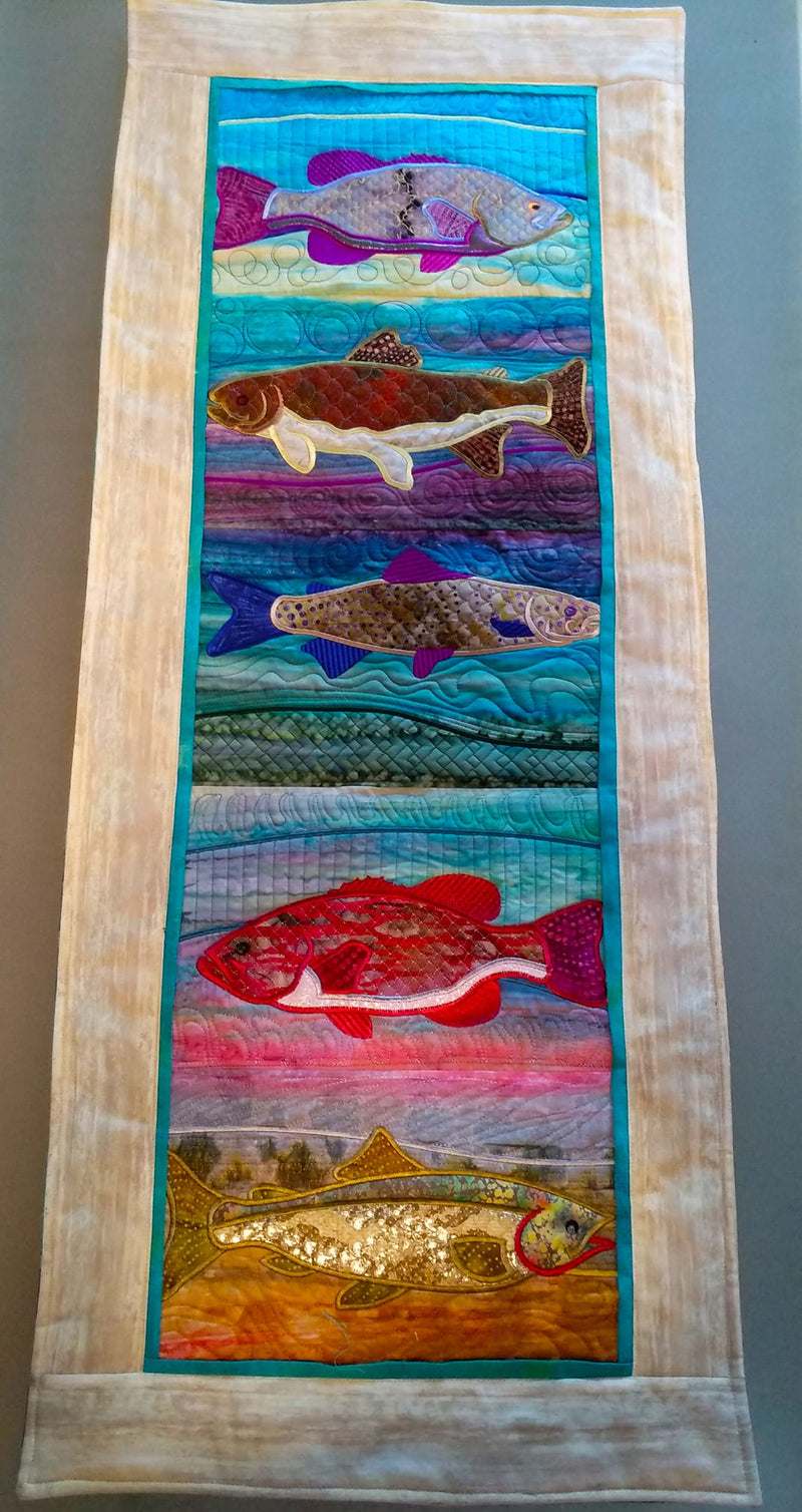 ITH Machine embroidery Design - Fish Hanger or Table Runner