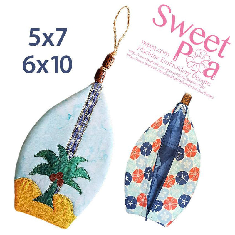Japanese Hawaiian Surfboard zipper Purse 6x10 and 5x7 - Sweet Pea