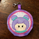 Japanese Girl Round Zipper Purse 4x4 and 5x5 - Sweet Pea
