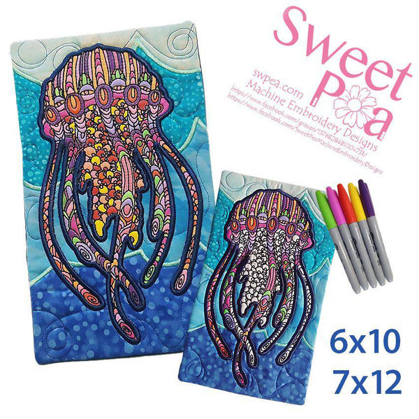 Jellyfish Colouring in Mugrug 6x10 and 7x12 - Sweet Pea